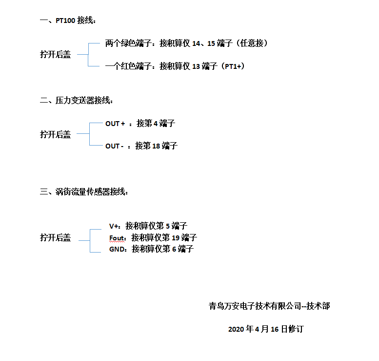 流量積算儀接線文字說(shuō)明（配渦街流量計(jì)使用）(圖1)